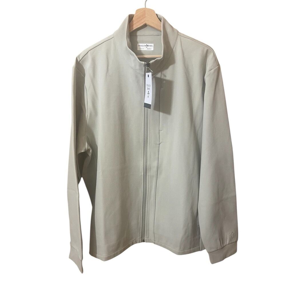 Original Penguin Neutral Beige Sport Lightweight Full Zip Jacket Size Medium NWT